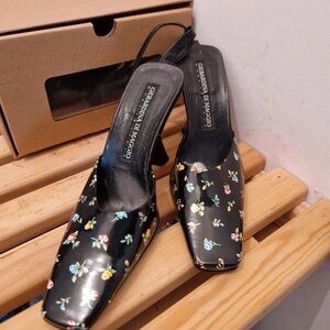 Cerasella Di Biaggio Elegant Black Floral Heels